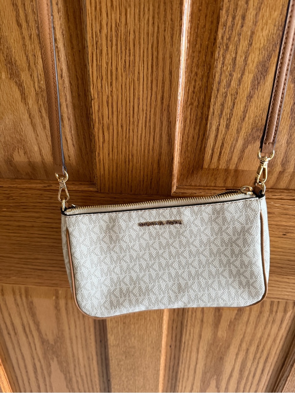 Michael Kors Beige Cream Monogram Crossbody Bag